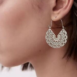 Silver Mandala Filigree Hoop Earrings